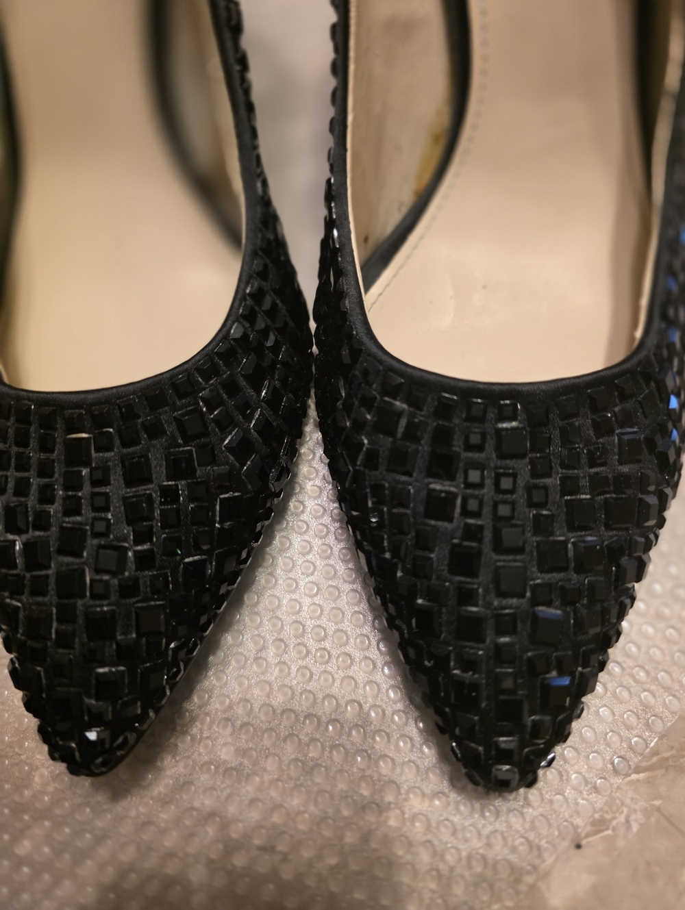 Black Embellished Pointed-Toe Womens